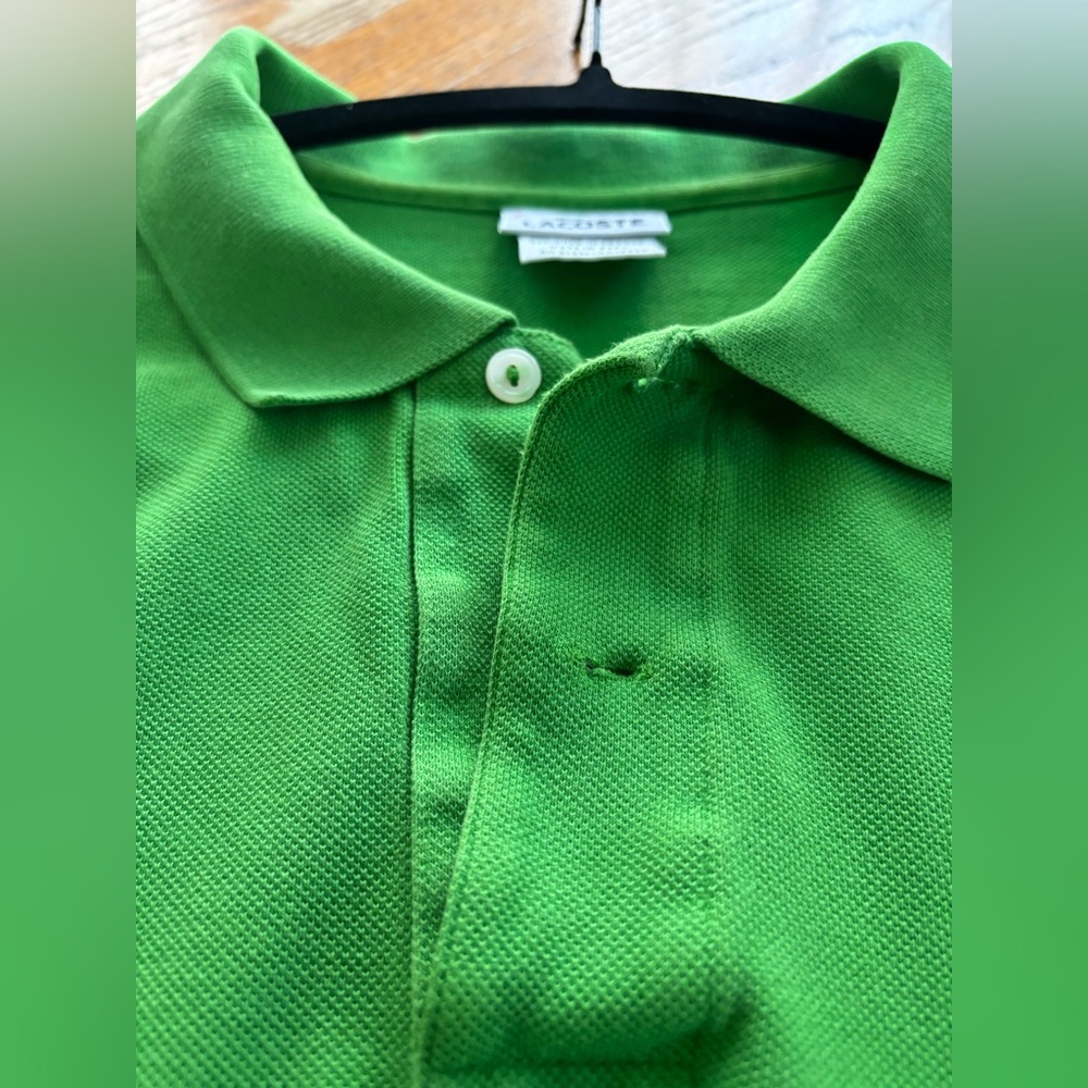 Lacoste Mens Polo Short Sleeve Shirt Green Size 6 Good Used 100% Cotton - Picture 2 of 9